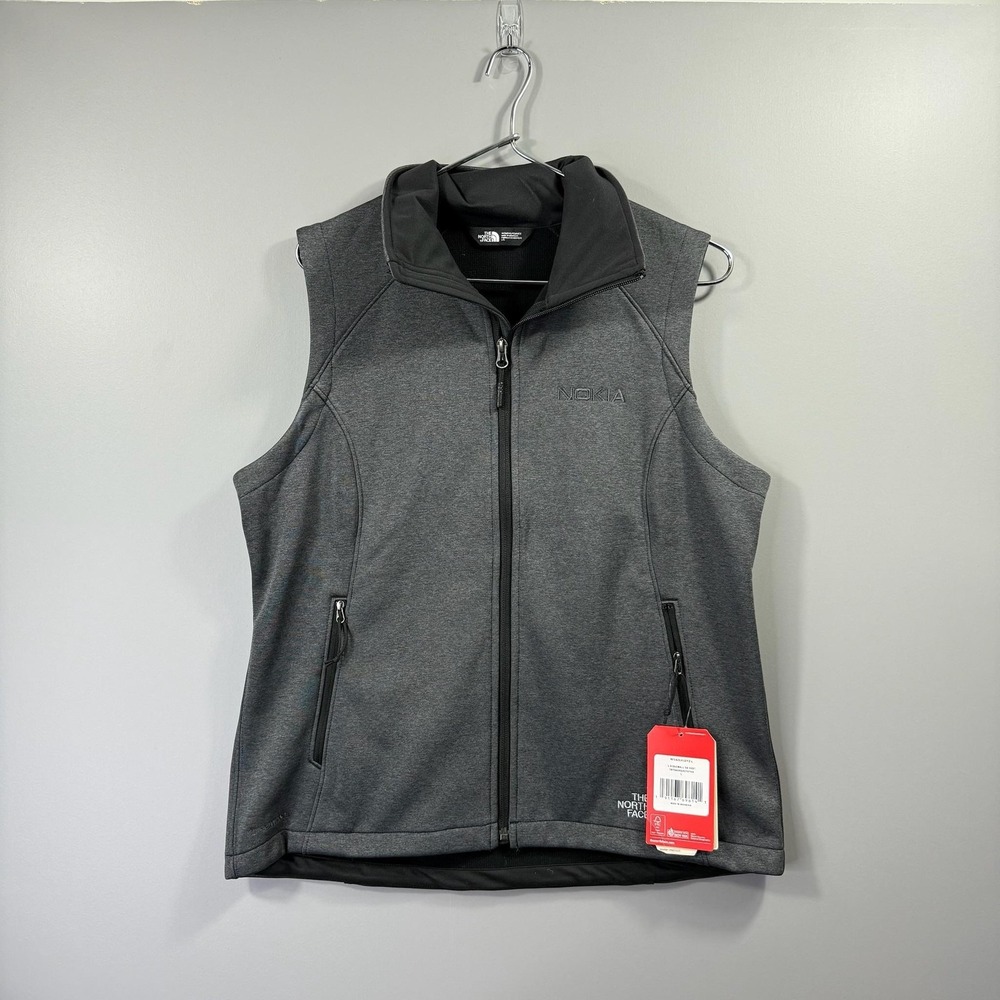 BNWT The North Face Ridgewall Vest Womens Large Gray Zip Softshell Nokia Logo